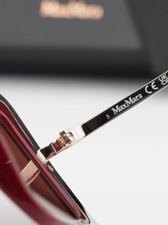 Max Mara DESIGN4 MM0051 69S Square Sunglasses - Bordeaux / Gold / Bordeaux main image 8